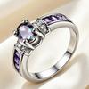 Elegant Purple Zircon Inlay Ring, Hypoallergenic Vintage Jewelry, Unique February Birthday Valentine Gift for Women