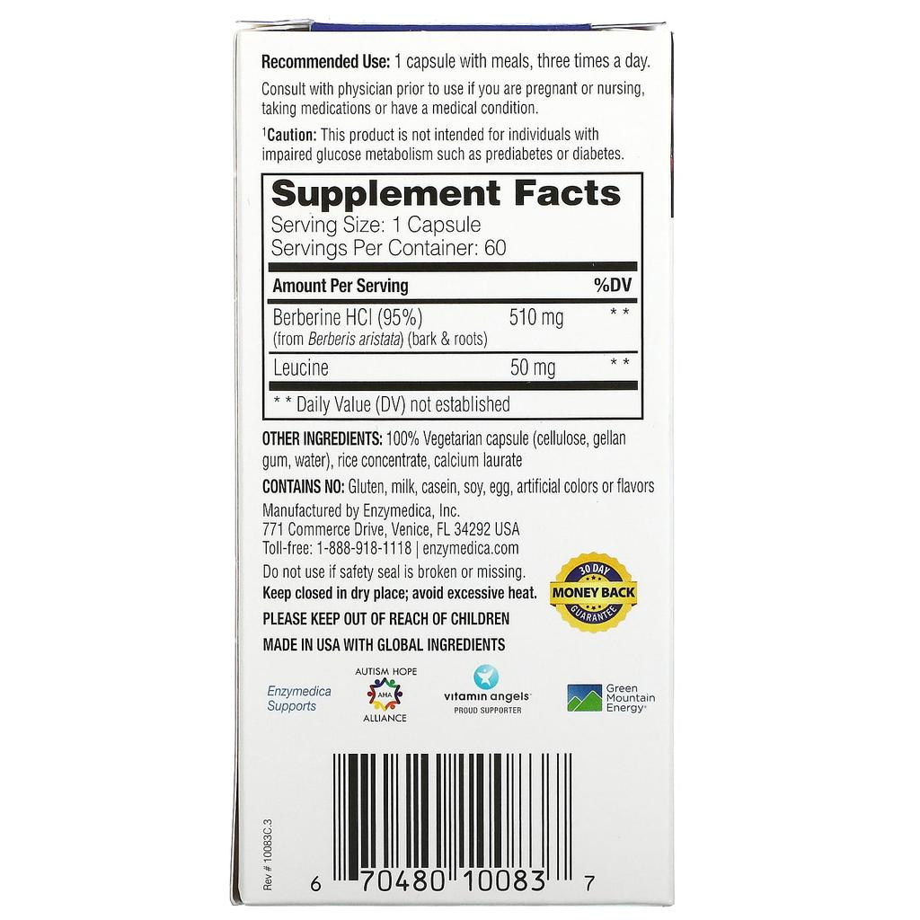 Enzymedica Berberine, 60 Targeted Delivery Capsules