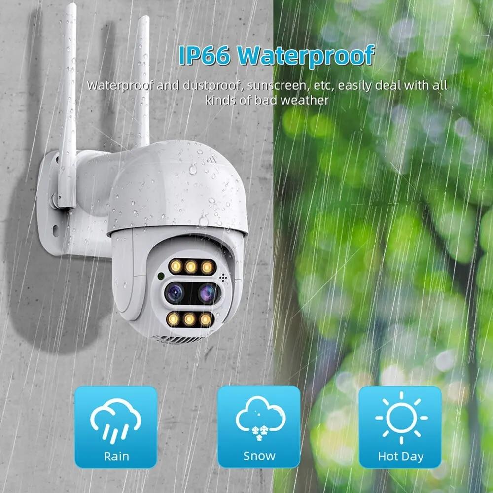 EU 8MP 4K PTZ IP-камера с 8-кратным зумом и двойным объективом, камера видеонаблюдения для обнаружения человека, наружная камера видеонаблюдения, водонепроницаемая и ветрозащитная, Wi-Fi, камера видеонаблюдения Icsee