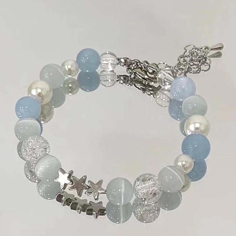 Сладкие браслеты-пентаграммы с жемчугом и бусинами для женщин и девушек, эстетичные, милые, со звездой, с синим стеклянным шариком, ювелирные аксессуары, подарки