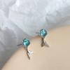 925 Sterling Silver Piercing Crystal Mermaid Stud Earrings for Women Girls Wedding Party Femme Jewelry Pendientes