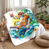 Tiger Relaxing on Beach Chair 1 Theme blanket Lightweight Warm Flannel Blanket Decorative Throw Blanket for Home Decoration