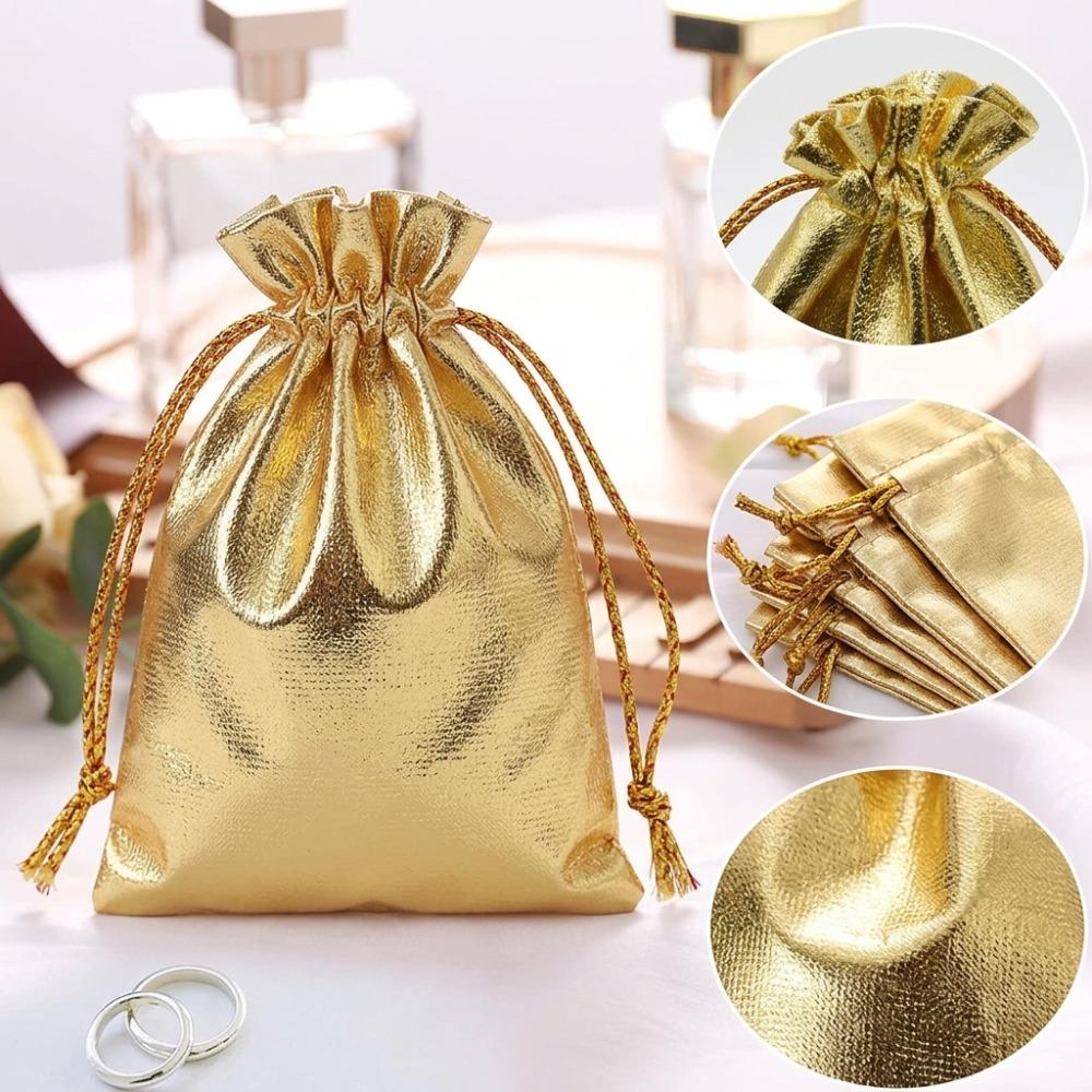 35Pcs Gold Organza Drawstring Gift Bags For Her/Him - Suitable For Weddings, Parties, Christmas Candy Bags, Can Hold Jewelry, Candies3.94* 5.91inch