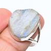 Подарочное кольцо из стерлингового серебра 925 пробы с натуральным радужным лунным камнем S.8 o9q36