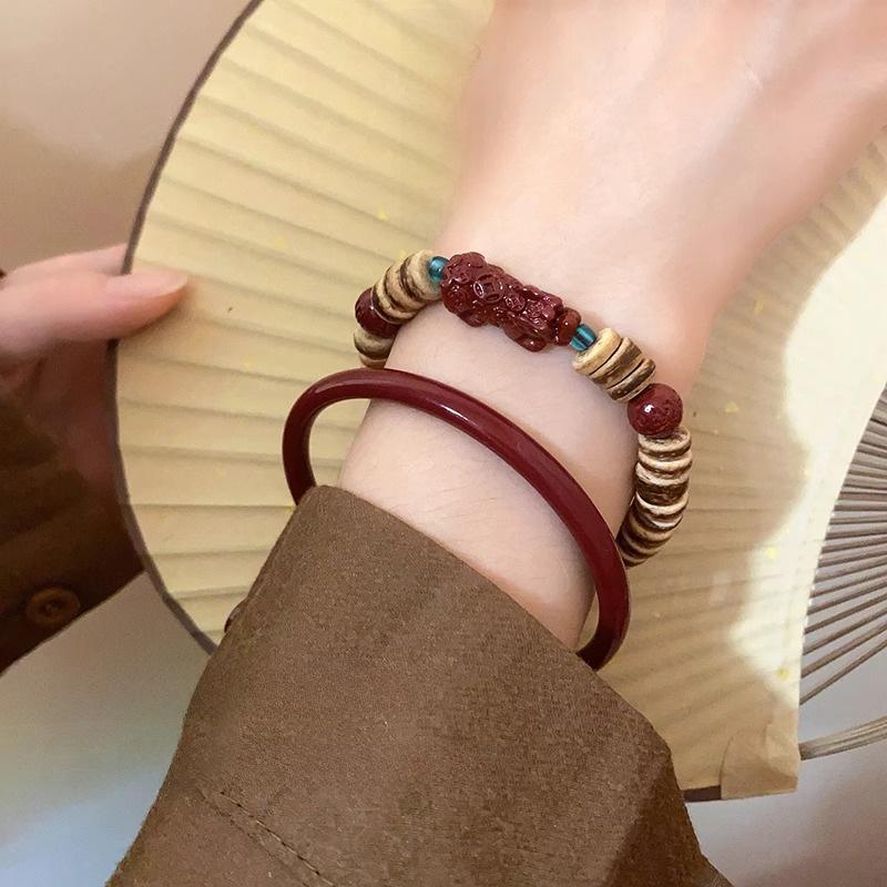 Женский браслет с бисером Pixiu 2023 года с кокосовой скорлупой и киноварью