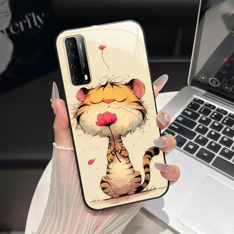 For Huawei P Smart 2021 Phone Case Trendy Fantasy Design Tempered Glass Bumper For Huawei Y7A PPA-LX3 PPA-LX1 PPA-LX2 Back Cover
