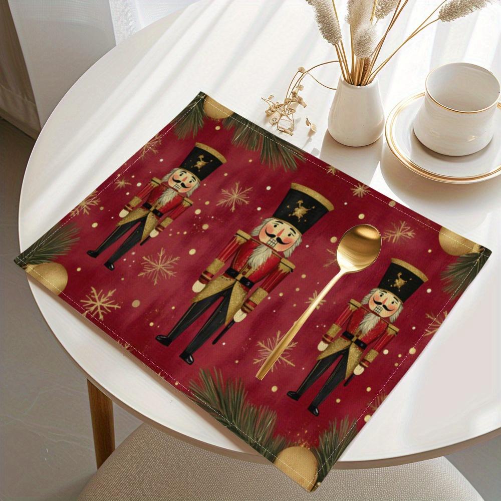 4/6/8/10-Piece Christmas Placemats Cartoon Nutcracker Table Mats Kitchen Coasters Coffee Coasters Home Decor