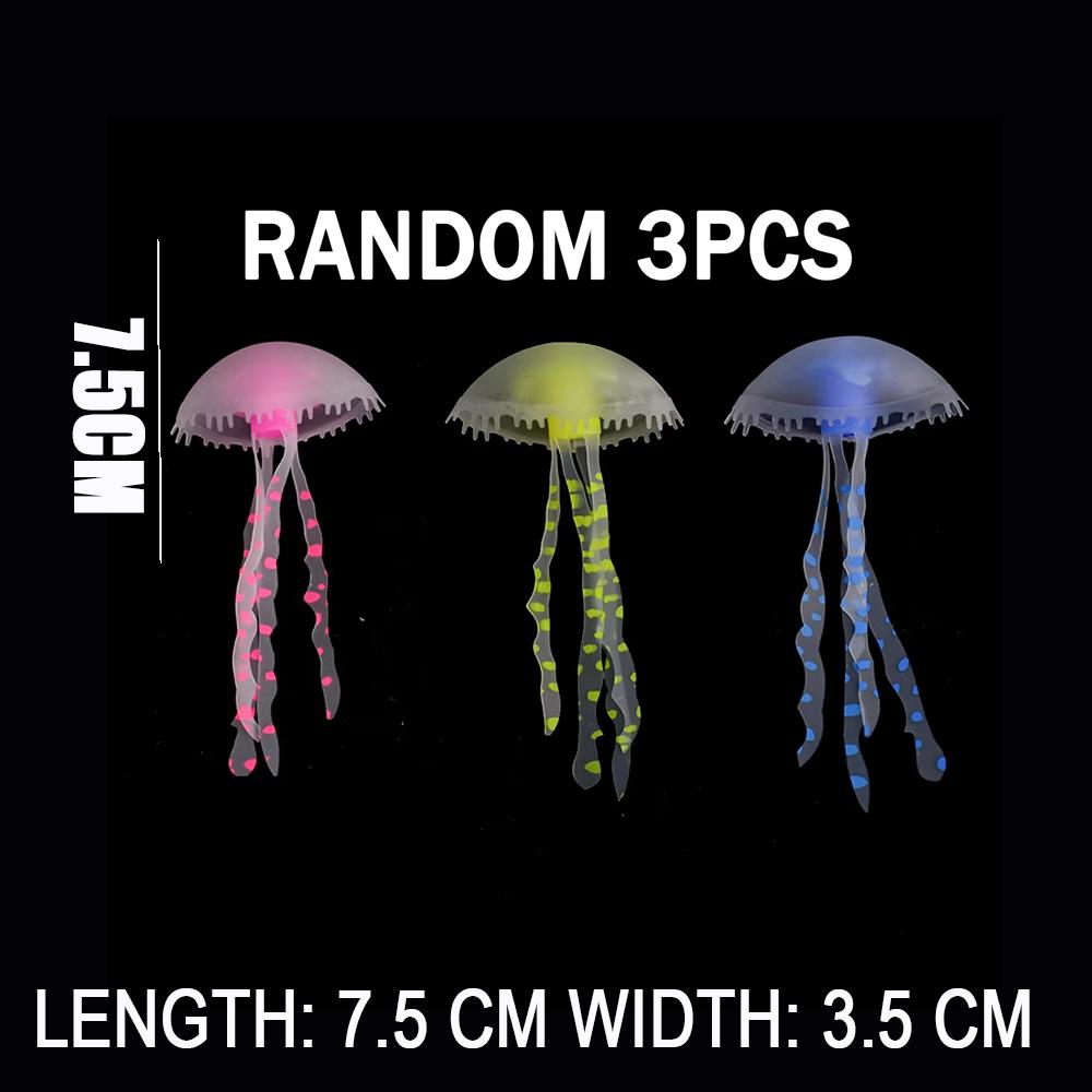 3 Pcs Glowing Jellyfish Aquarium Decoration Item Safe Silicone Aquarium Decoration Suitable For Various Fish Tanks