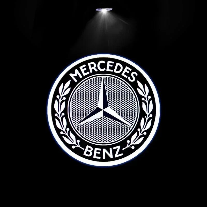 2pcs Car door welcome Benz light logo Emblem AMG A C E GLC GLA GLE GLB Class W177 W205 W212 W213 X253 X156 W166 X247 OR5