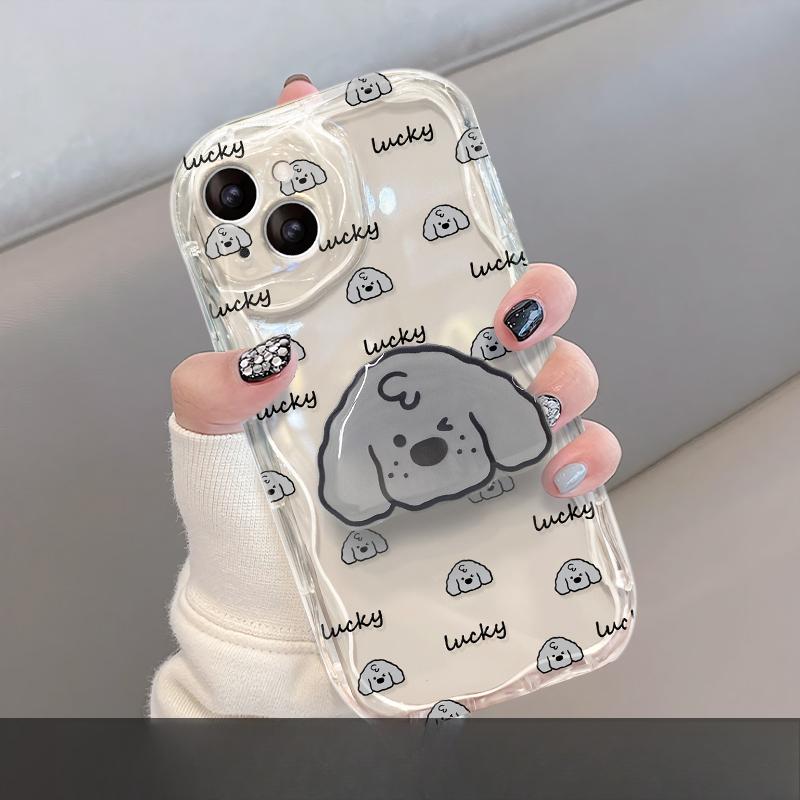Подходит для чехла для мобильного телефона Apple 14promax IPhone 15/13 Прозрачный силикон 11/12 Полноэкранная подставка в виде собаки 6s