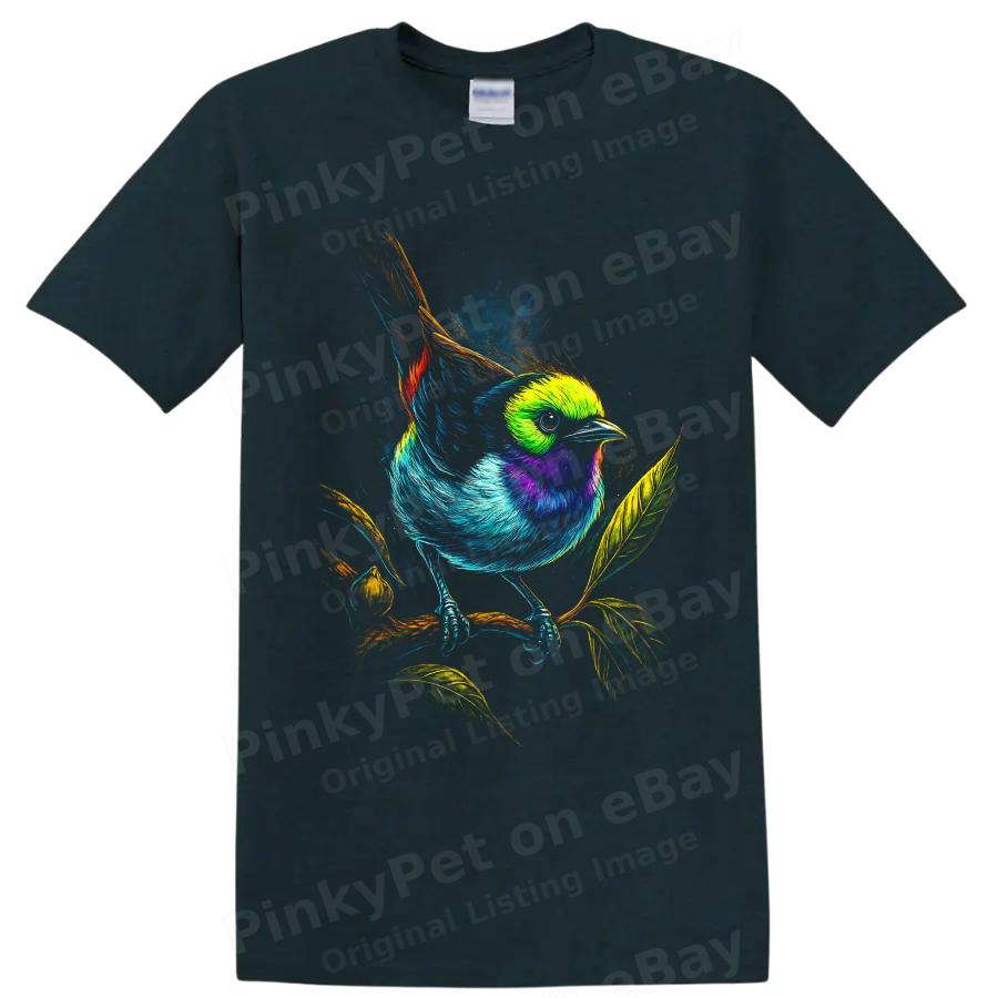 Футболка с painted bunting (расписной овсянкой) Яркое тропическое птичье искусство Графическая футболка для любителя природы Подарок