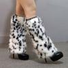 Plush Furry Leg Warmers for Women Cozy Winter Boot Toppers Cuffs Thermal Warm Fuzzy Foot Covers Footless Socks Gaiters