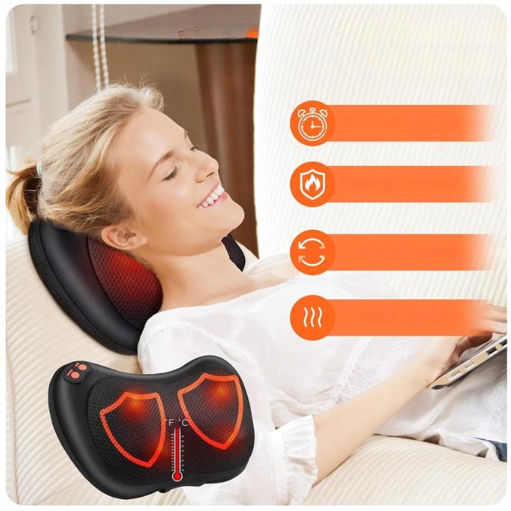 Elektryczny Masażer Karku Pleców Brelley Shiatsu Poduszka Obrotowe Głowice