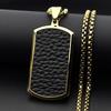 Stainless Steel Black Leather Dog Tag Pendant Necklace for Women Men Gold Plated Minimal Geometric Hip Hop Male Chain Jewelry