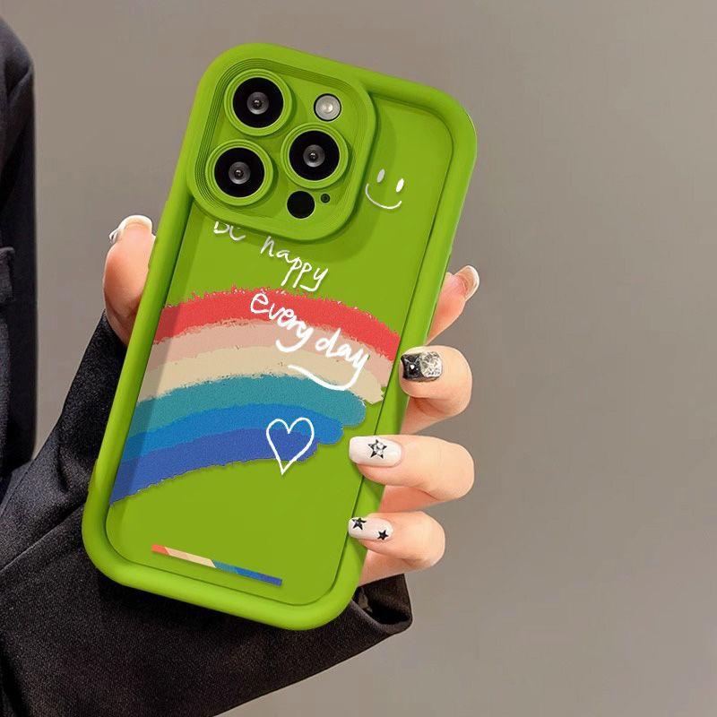 Белый персонаж смайлик радуга для чехла мобильного телефона iPhone17promax 16 Apple 14 матовый 16/15 премиум 13