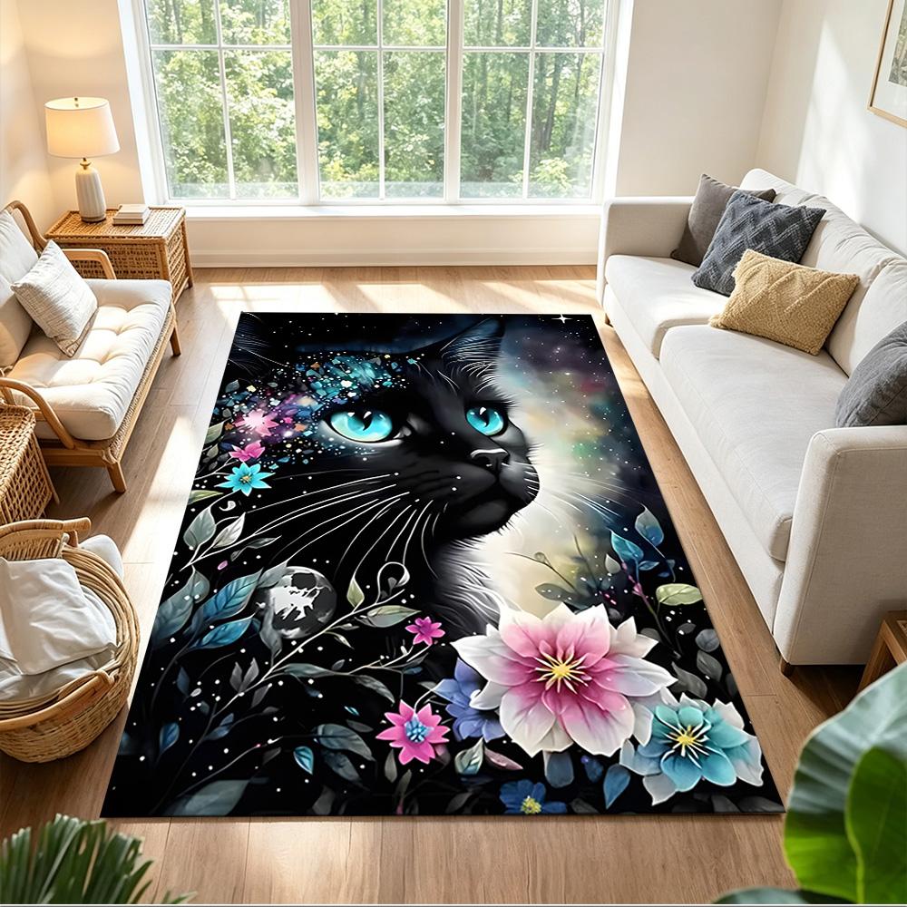 Sunflower Field Cat Dream Non-Slip Home Carpet Design for Office Decor Living Room Bedroom Gift