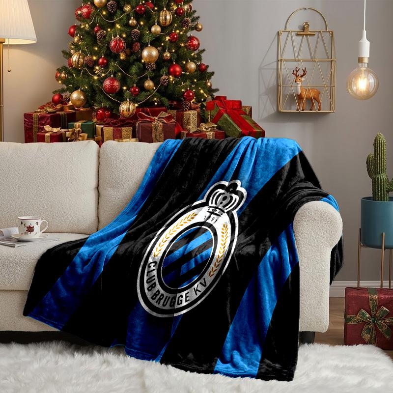 Club Brugge Fc Crest Throws Blanket Flannel Blankets Plush for Couch Bed Gifts for Men Women Travel picnic blanket Christmas fan gifts