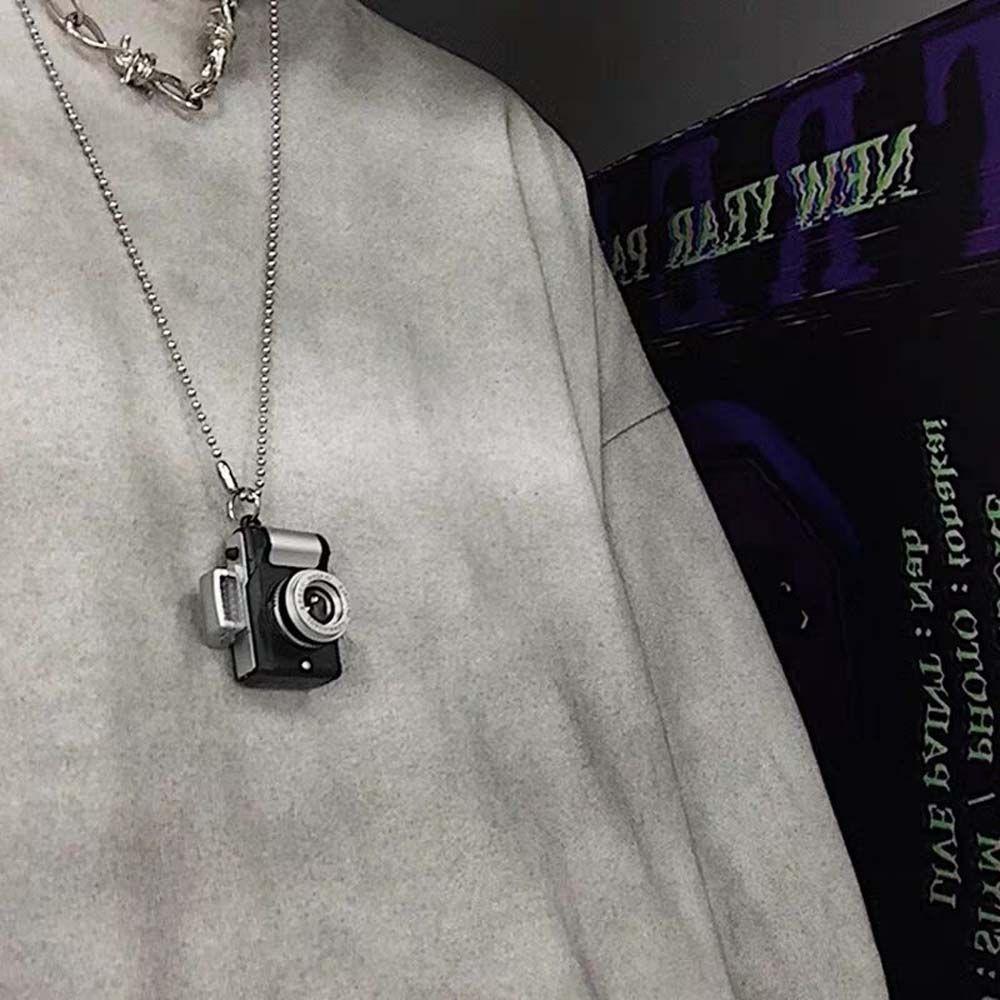 Couple Models Unisex Flash Camera Luminous Men Fashion Jewelry Music Pendant Sweater Chain Necklace
