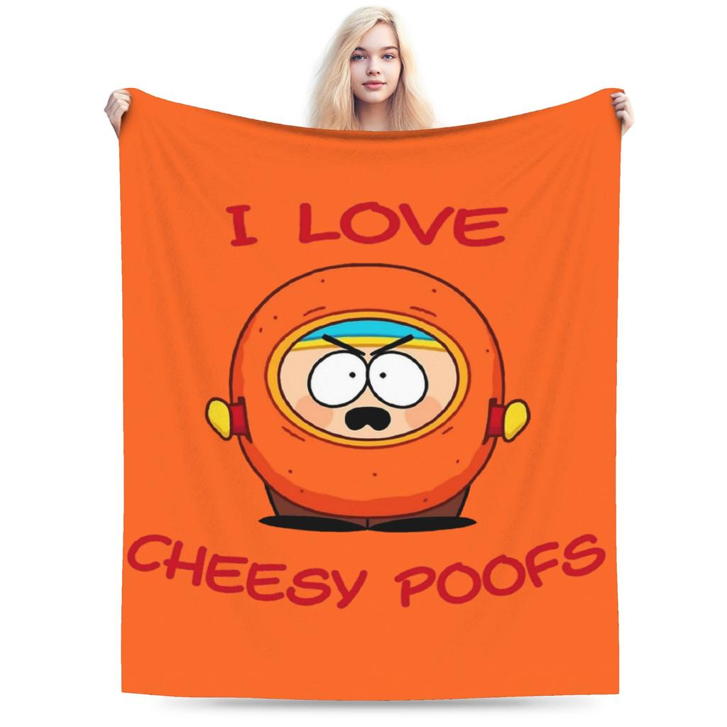 I Love Cheesy Poofs South-Parks Blanket Fleece Print Cartman Multifunction Lightweight Thin Throw Blanket for Home Couch Quilt