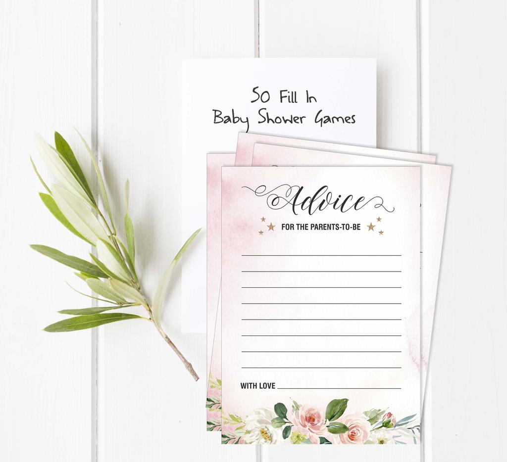 Inkdotpot Gender Reveal Floral Baby Shower Game Set Of 50 BabyA  AlphabetA  ABCA  Game Ita    s A Boy Ita    s A Girl Party