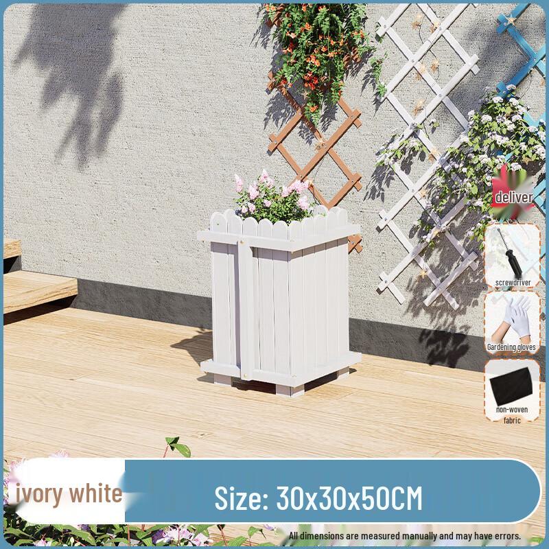 Outdoor Carbonized Solid Wood Planter Box