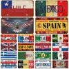 Metal Sign Germany USA Country Flag Tin Sign Plaque France Israel Spain Tinplate Plate For Wall Home Restaurant Craft Bar Decor