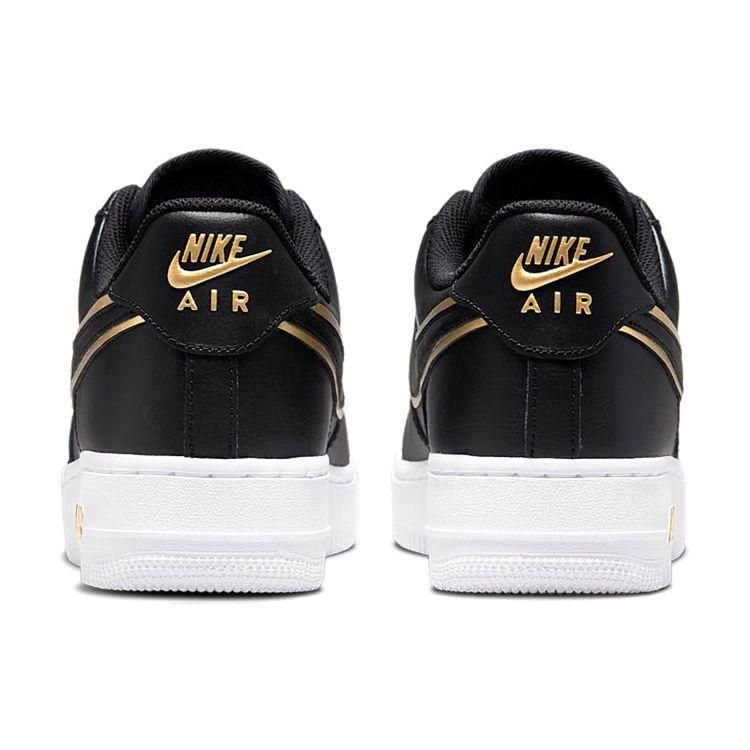 Nike Air Force 1 07 LV8 Metallic Swoosh Pack — черные мужские кроссовки металлик-золото-белый DA8481-001