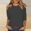 Женский однотонный топ с круглым вырезом и рукавами 3/4