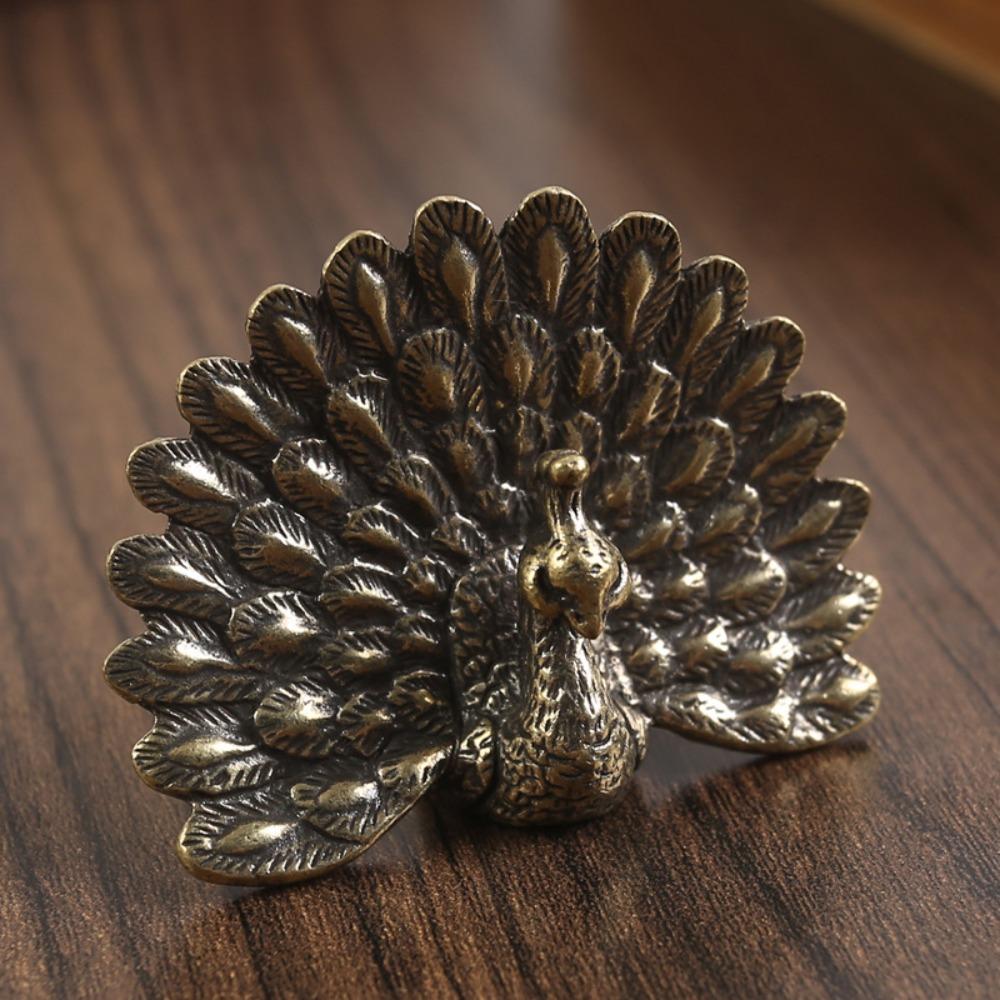 Open Screen Brass Peacock Ornament Brass Home Decoration New Brass Decorative Ornaments  Home