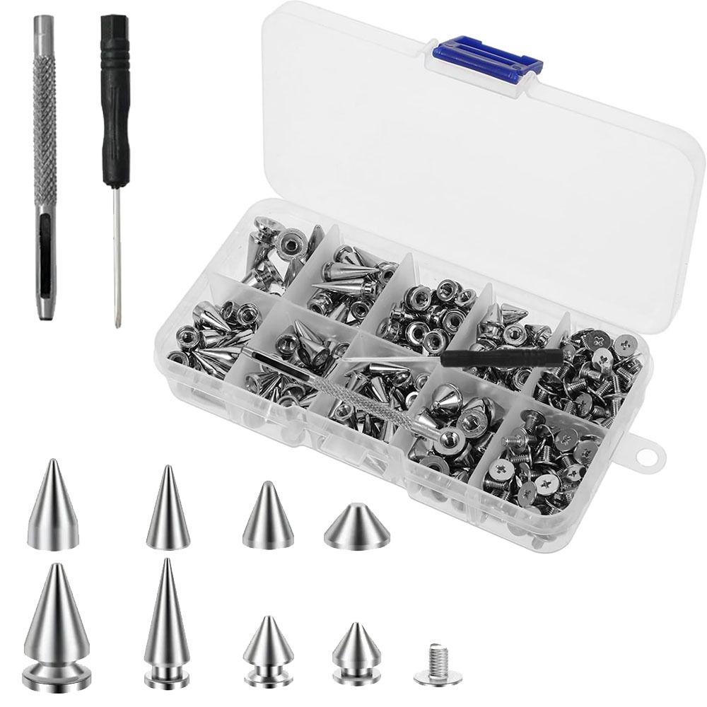 359Pcs Wear-resistant DIY Punk Rivet 8 Sizes Clothing Studs Cone Spikes Kit Leather Accessories