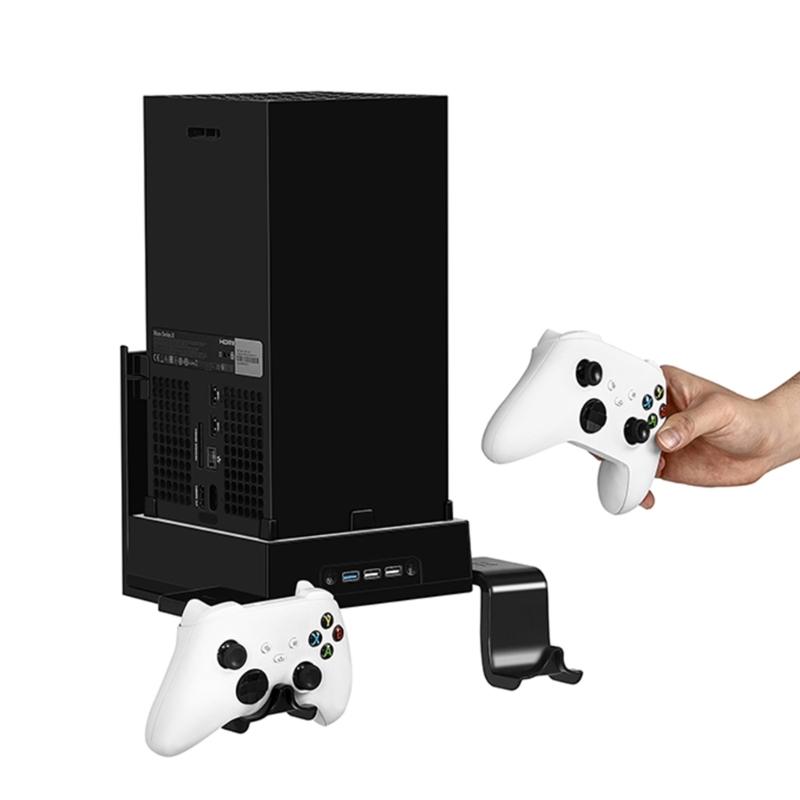 Комплект настенного кронштейна для консоли XB Series X, подставка с вентилятором для охлаждения и двумя держателями для контроллеров и 1 подставкой для наушников