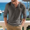 Мужская свободная повседневная футболка-henley с длинным рукавом, в американском стиле, плотная, с резинкой на манжетах и воротнике