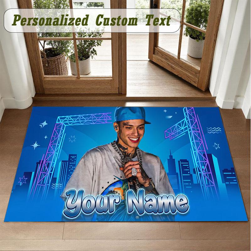 Crystal Velvet Square Rug Custom NameCentral Cee Pattern Non Slip Home Floor Decor Rug