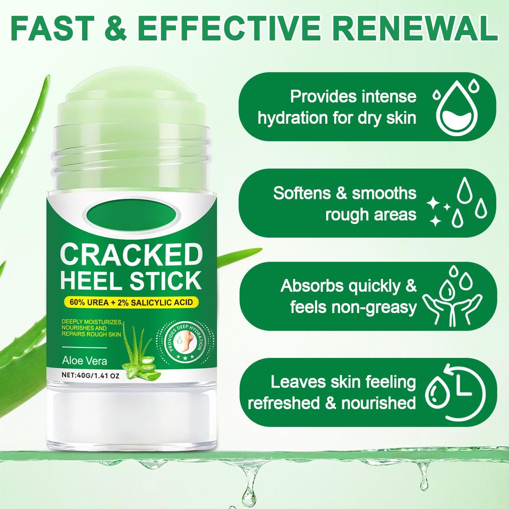 Стик для ухода за ногами с алоэ 40 г, Смягчающий Отшелушивающий Увлажняющий Крем-стик для ухода 40 г