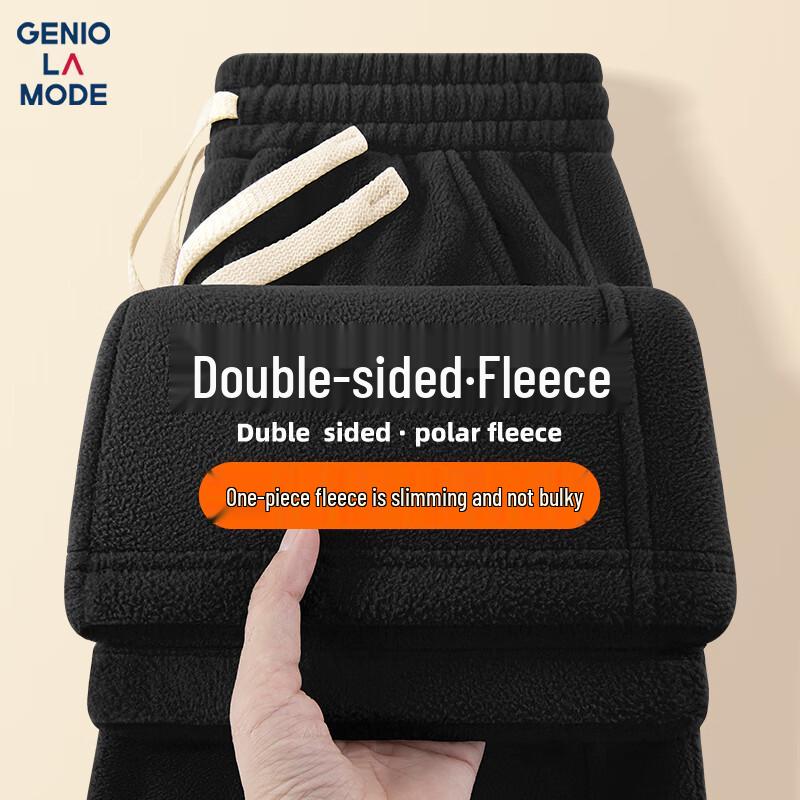 GENIOLAMODE Мужские повседневные брюки прямого кроя с флисовой подкладкой