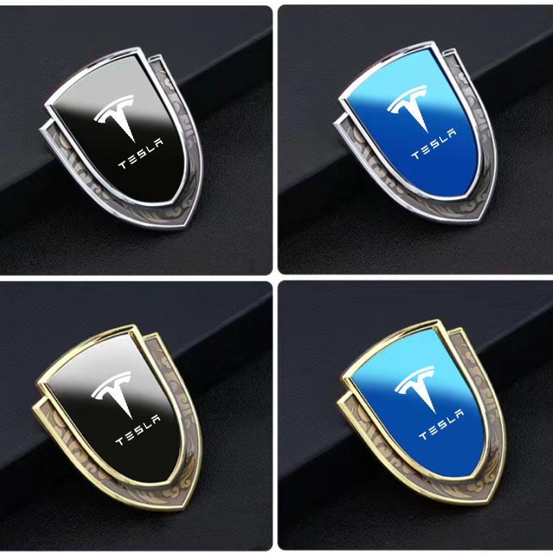 DHKOR1 3D Metal Car Body Fender Emblem Shield Stickers Decor Auto for Tesla Model 3 Model S Model X Y Style Roadster Auto Accessories