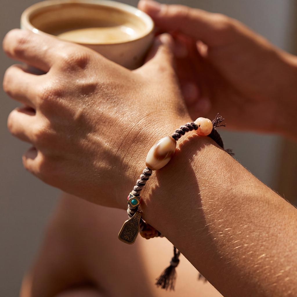 Lancui 2026 Original Design Hand-woven Tiger-tooth Dzi Bead Tibetan Vintage Bracelet Unisex Gift Intangible Cultural Heritage