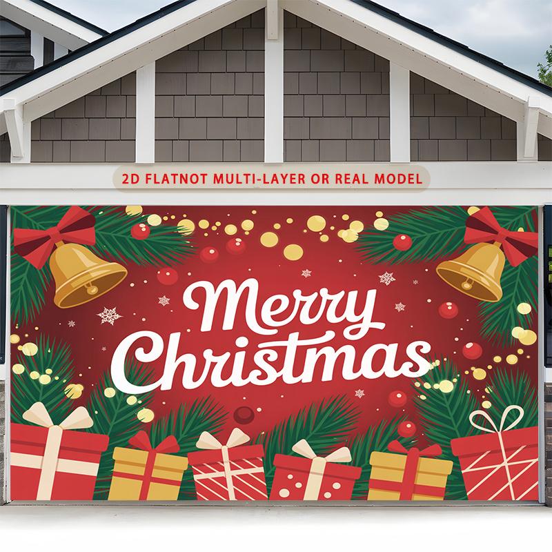 Party Backdrop Christmas Flat Merry Bells Multi Layered Celebrations Event Photo Background Front Door Decor