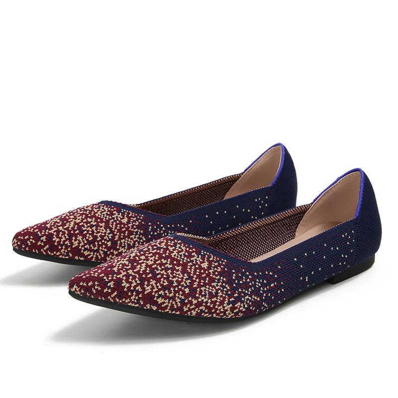 Temperament Fan Fei Weaving Color Flat Shoes Knitted Shoes Knitted Pointed Boat Shoes Doudou Shoes