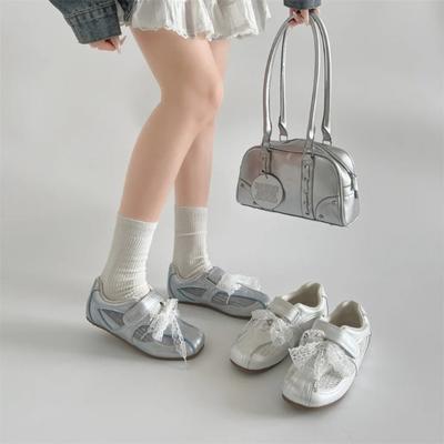 Модная женская повседневная обувь серебристая ретро балетки на липучке немецкая тренировочная обувь женская новая универсальная легкая с мягкой подошвой обувь для доски