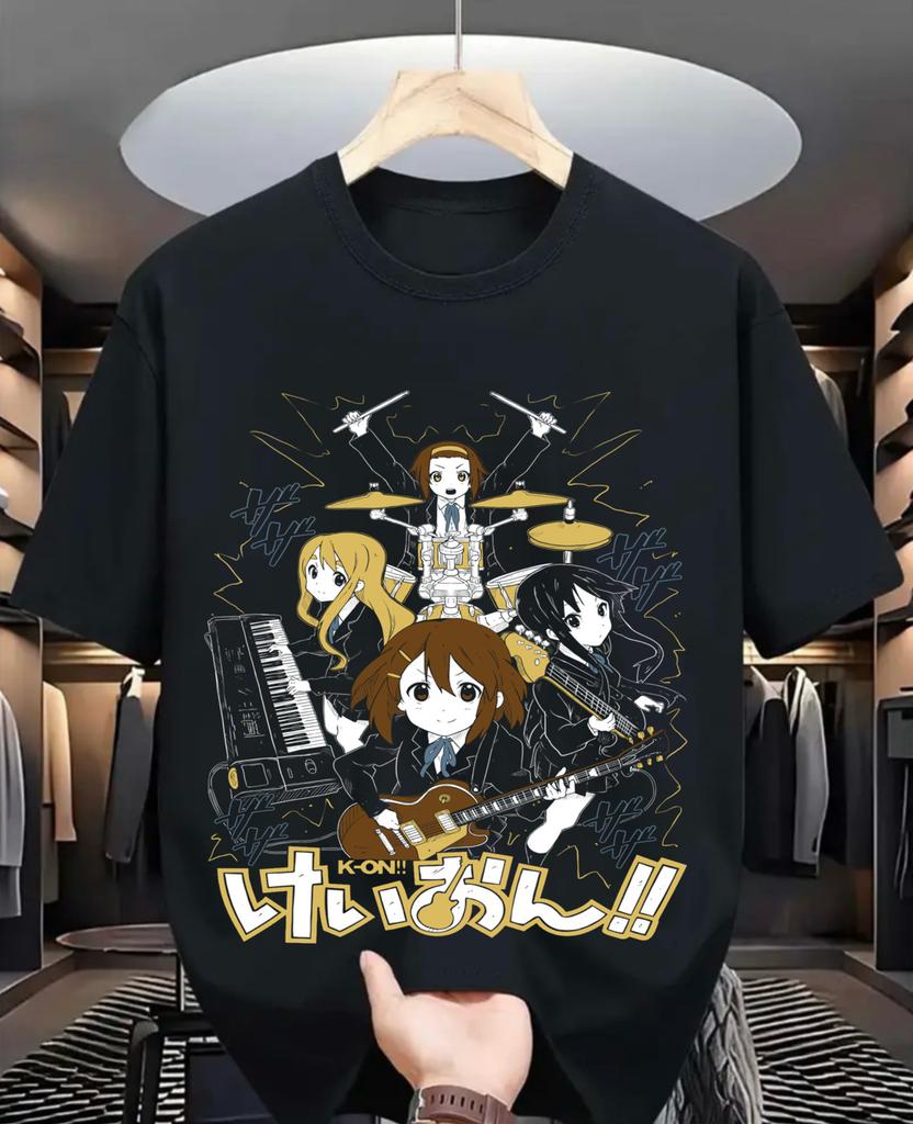 Футболка K-On Аниме Мультфильм Музыкальная Серия Унисекс Подарок Черная Футболка Размер
