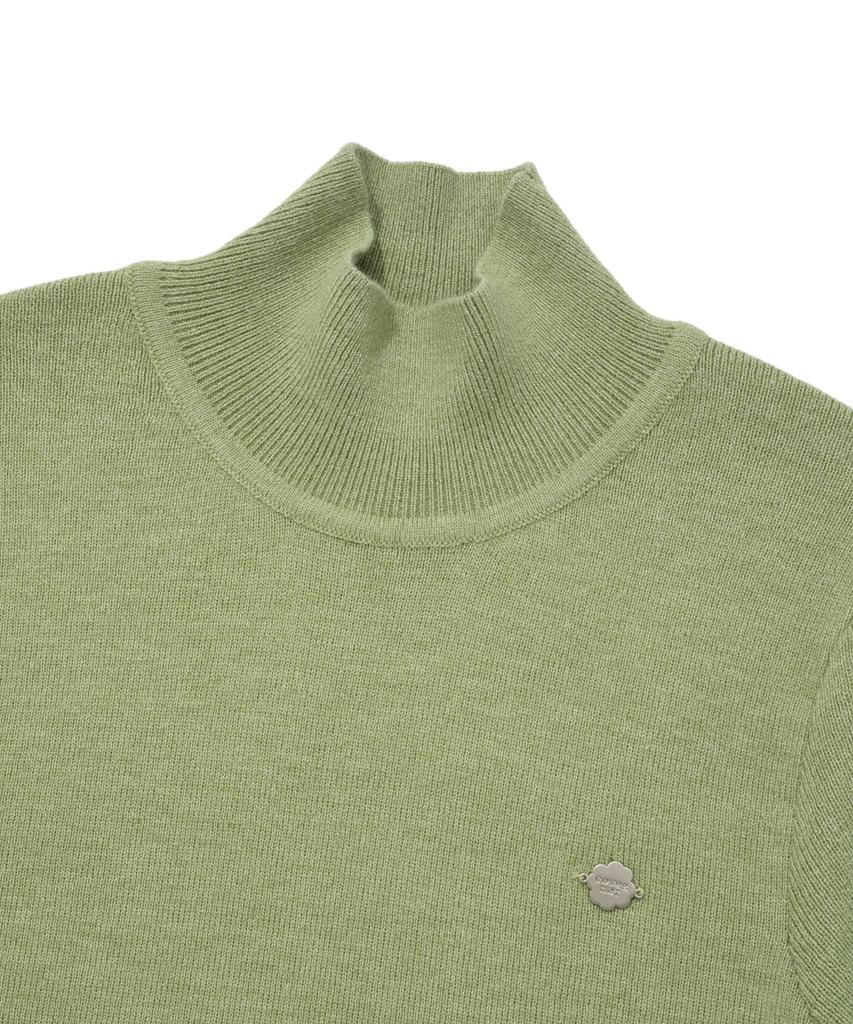 COVERNAT WOMAN Turtleneck Puff Sleeve Half Knit Light Green