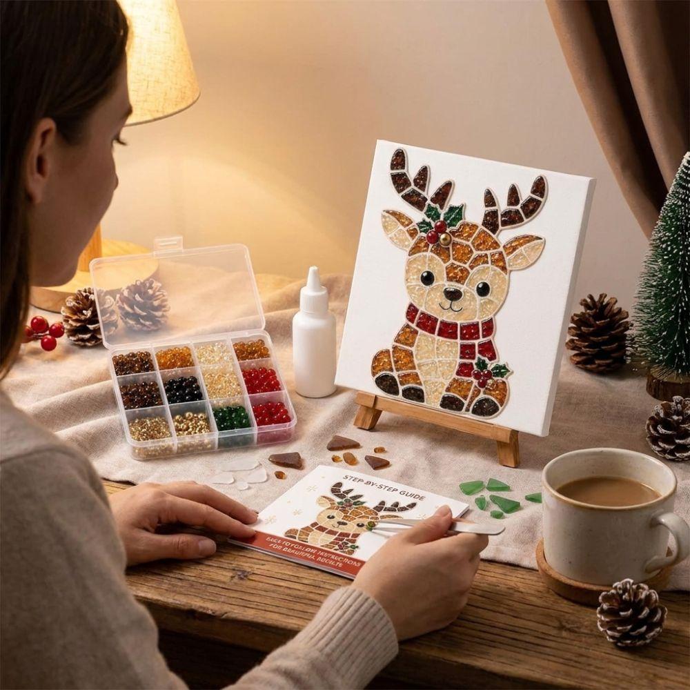 Snowman Christmas Tree Sea Glass Art Kit DIY Sea Glass Mosaic Set Family Interactive