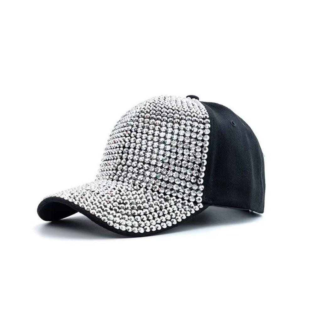Solid Color Sunscreen Sun Hat Adjustable Sunshade Peaked Cap Rhinestones Baseball Cap Street