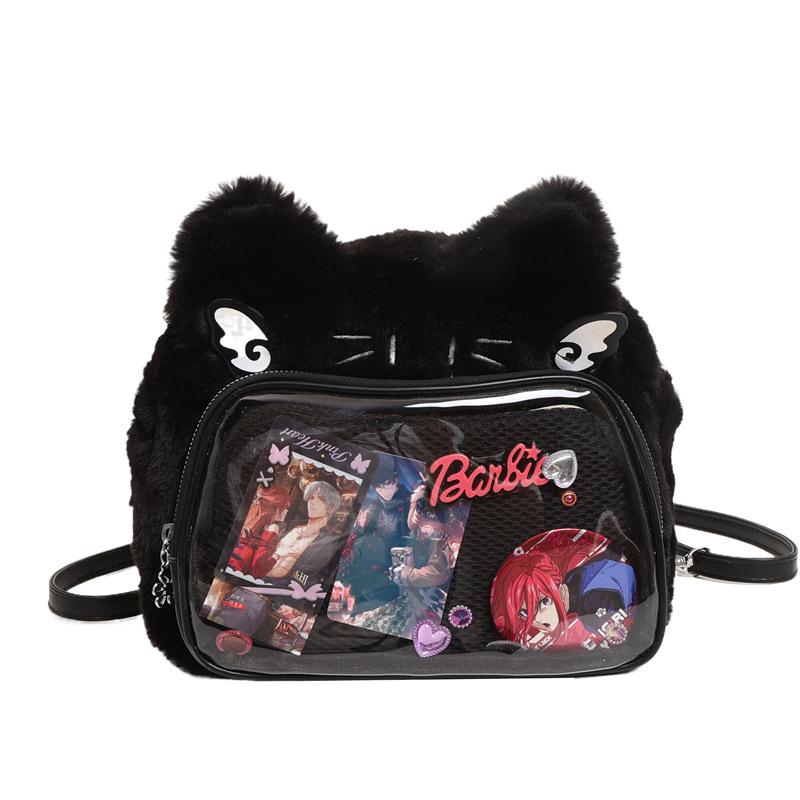 Original Cute Cat Plush Pain Bag Double Shoulder Student Party Daily Versatile Messenger Bag Two-dimensional Soft Cute Cat Bag