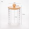 Прозрачный держатель для ватных палочек с ромбовидным узором - крышка из бамбука, переносная круглая косметическая коробка для хранения