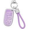 PIFOOG Key Fob Cover for Jeep Cherokee Grand Cherokee Compass Renegade Accessories Purple Bling Keychain 5 Button Car Keys Case Shell Full Covers
