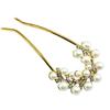 [Miaomyao] Hairpin U-Shaped Hair Ornament Japanese Style Yukata Kimono Simple Pearl Hair Comb Hair Accessory Gold One Size