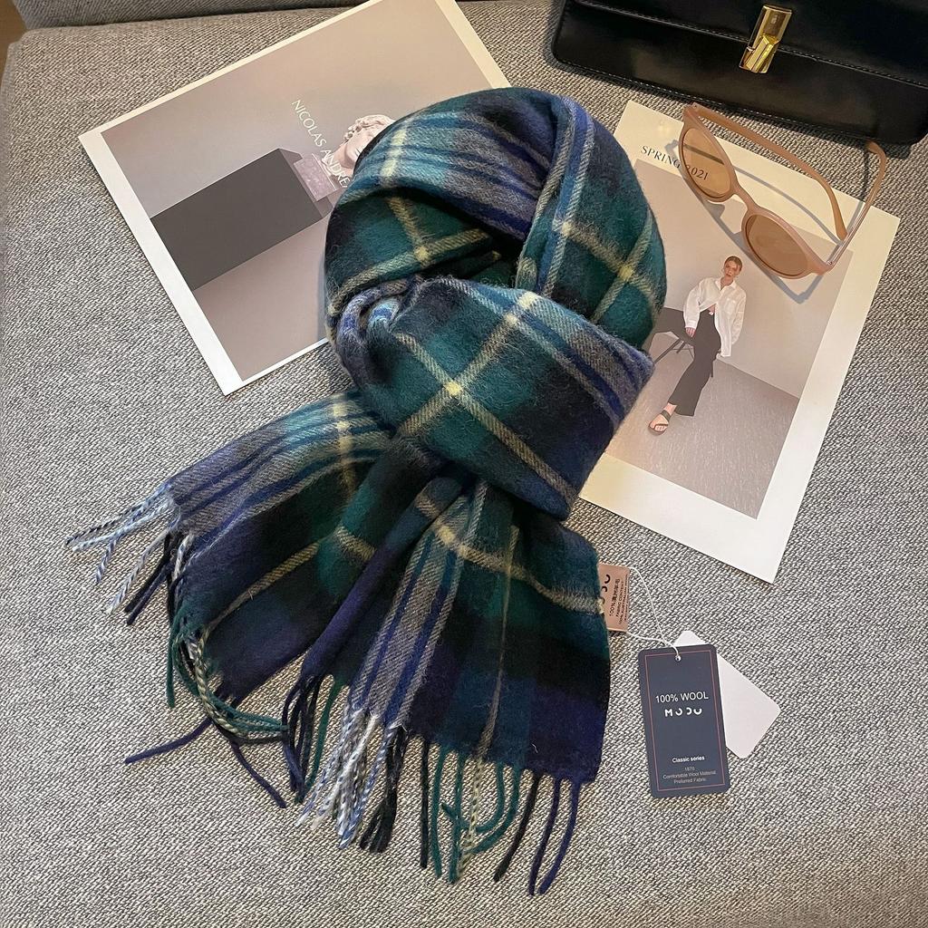 100% Wool Australian Pure Wool Plaid Scarf Winter Versatile Warm Couple Scarf