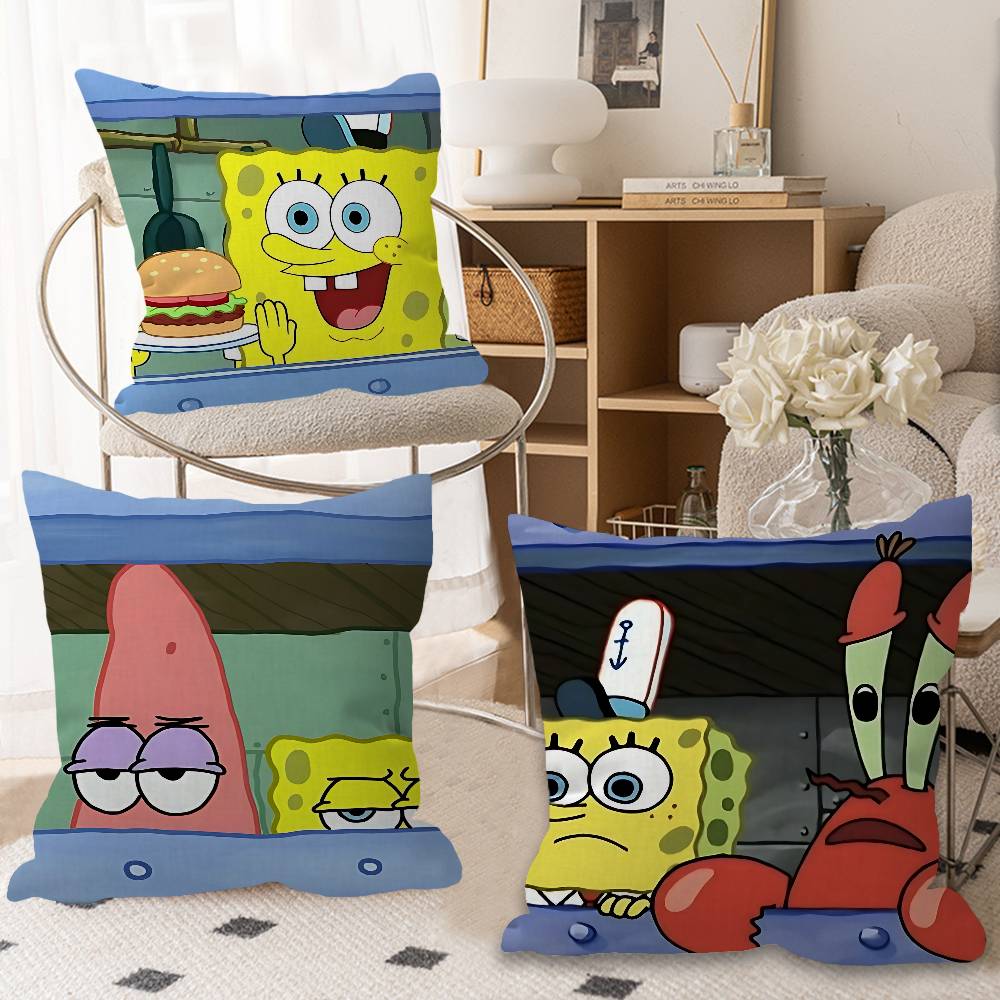 Cartoon S-Sponge-B-Bob Pillow Cushion Cover Pillowcase Living Room Sofa Home Decor